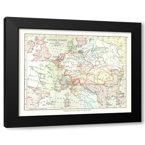 Central Europe 1789 - Gardiner 1902 Black Modern Wood Framed Art Print by Gardiner