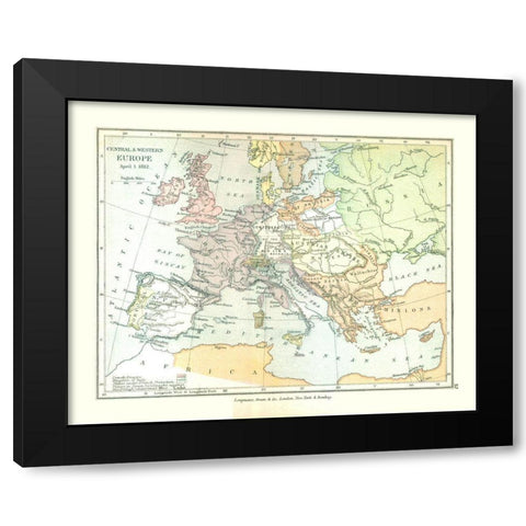 Europe 1812 - Gardiner 1902 Black Modern Wood Framed Art Print with Double Matting by Gardiner