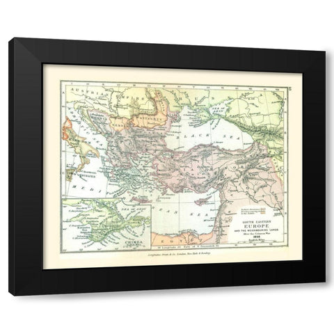 Southeastern Europe 1856 - Gardiner 1902 Black Modern Wood Framed Art Print with Double Matting by Gardiner