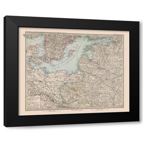 Europe Baltic Sea Surroundings - Stieler 1885 Black Modern Wood Framed Art Print by Stieler