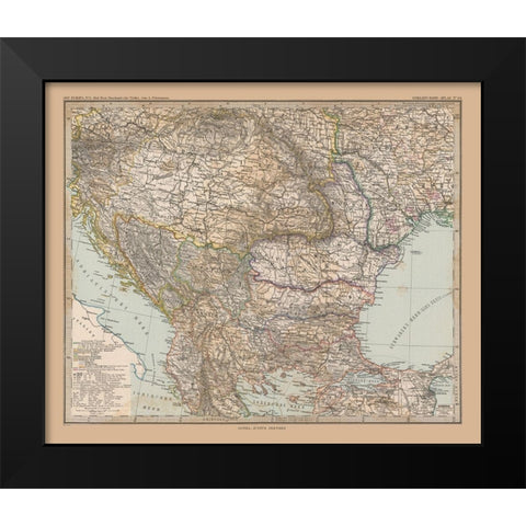 Southeast Europe - Stieler 1885 Black Modern Wood Framed Art Print by Stieler