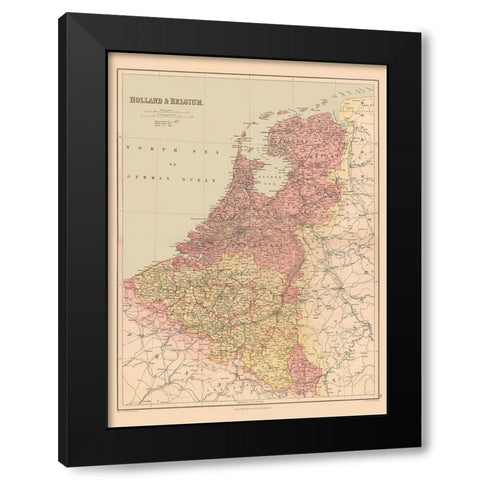 Holland Belgium Europe - Black 1867 Black Modern Wood Framed Art Print with Double Matting by Black