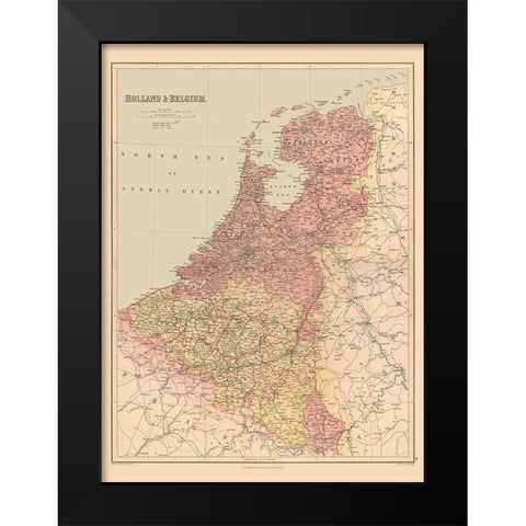 Holland Belgium Europe - Black 1867 Black Modern Wood Framed Art Print by Black