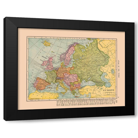 Spain Austria Hungary Europe - Hammond 1910 Black Modern Wood Framed Art Print by Hammond