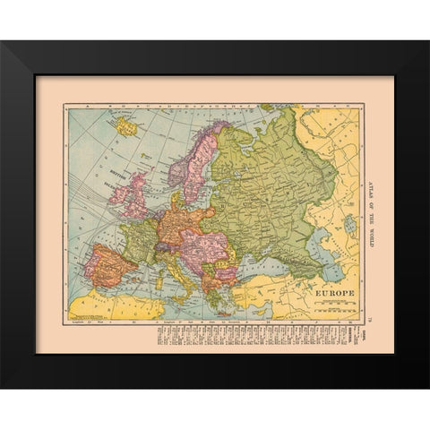 Spain Austria Hungary Europe - Hammond 1910 Black Modern Wood Framed Art Print by Hammond