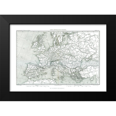 Europe - Thiers 1866 Black Modern Wood Framed Art Print by Thiers