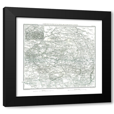 Europe Seine Aube Marne Valleys France Black Modern Wood Framed Art Print by Thiers
