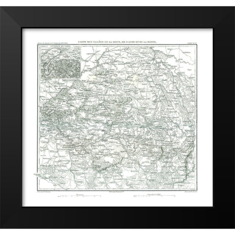 Europe Seine Aube Marne Valleys France Black Modern Wood Framed Art Print by Thiers