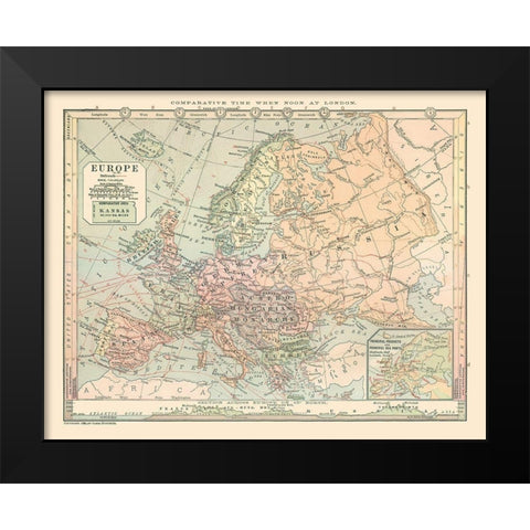 Europe Russia Turkey Spain - Monteith 1882 Black Modern Wood Framed Art Print by Monteith