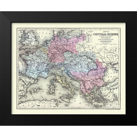 Central Europe - Mitchell 1877 Black Modern Wood Framed Art Print by Mitchell