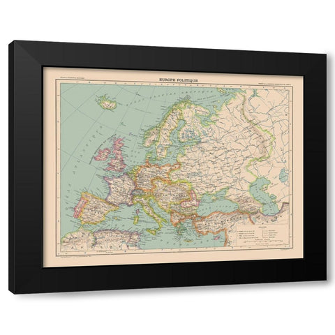 Political Europe - Schrader 1908 Black Modern Wood Framed Art Print by Schrader