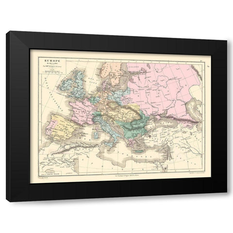 Europe 1815 to 1866 - Drioux 1882 Black Modern Wood Framed Art Print with Double Matting by Drioux