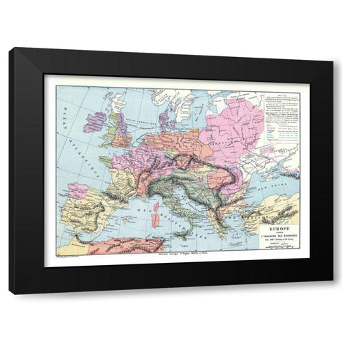 Barbarian Invasion Europe - Drioux 1882 Black Modern Wood Framed Art Print by Drioux