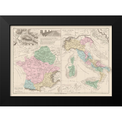Ancient France Italy Belgium Punic Wars Europe Black Modern Wood Framed Art Print by Drioux