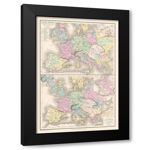 Feudal Europe 1270 to 1453 - Drioux 1882 Black Modern Wood Framed Art Print by Drioux