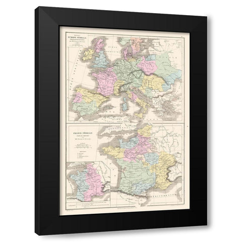 Feudal Europe 888 to 1095 Before Crusades Black Modern Wood Framed Art Print by Drioux