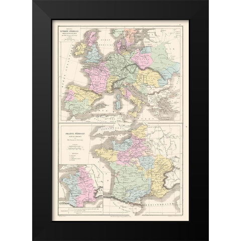 Feudal Europe 888 to 1095 Before Crusades Black Modern Wood Framed Art Print by Drioux