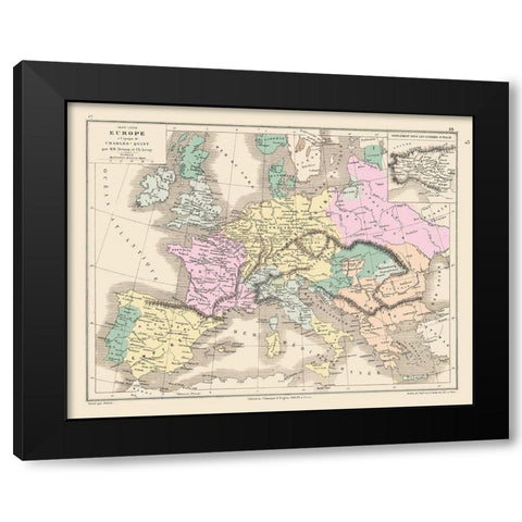 Europe 1453 to 1558 - Drioux 1882 Black Modern Wood Framed Art Print by Drioux