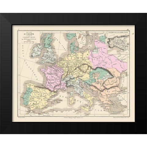 Europe 1453 to 1558 - Drioux 1882 Black Modern Wood Framed Art Print by Drioux