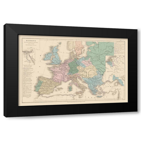 Europe Wars - Drioux 1882 Black Modern Wood Framed Art Print with Double Matting by Drioux