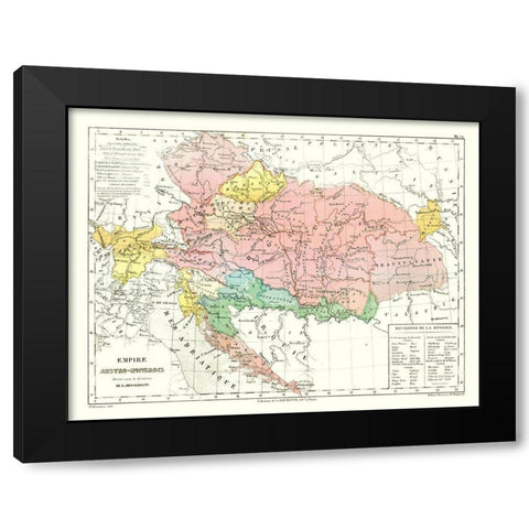 Europe Austria Hungary - Cortambert 1880 Black Modern Wood Framed Art Print by Cortambert