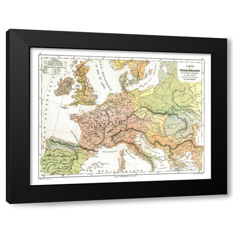 Charles the Great Empire Europe - Cortambert 1880 Black Modern Wood Framed Art Print with Double Matting by Cortambert