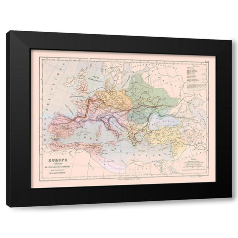 Europe Barbarian Invasions - Cortambert 1880 Black Modern Wood Framed Art Print by Cortambert
