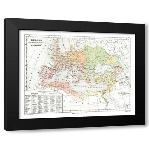 Europe Barbarian Invasions II - Cortambert 1880 Black Modern Wood Framed Art Print by Cortambert