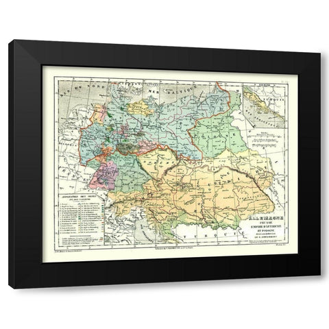 Europe Germany Prussia Poland Austria Black Modern Wood Framed Art Print with Double Matting by Cortambert