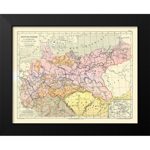 Prussian Kingdom North German Confederation Black Modern Wood Framed Art Print by Cortambert