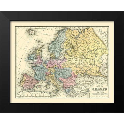 Europe - Mitchell 1869 Black Modern Wood Framed Art Print by Mitchell