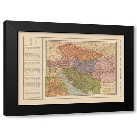 Eastern Europe Austria Hungary Romania Black Modern Wood Framed Art Print by Reynold