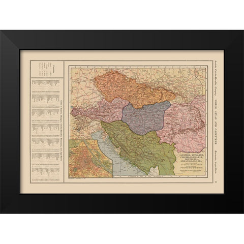Eastern Europe Austria Hungary Romania Black Modern Wood Framed Art Print by Reynold