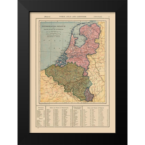 Europe Netherlands Belgium - Reynold 1921 Black Modern Wood Framed Art Print by Reynold