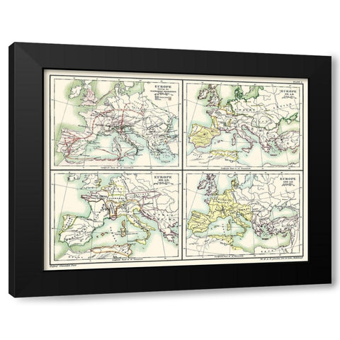 Europe Barbarian Migrations 451 AD-500 AD Black Modern Wood Framed Art Print with Double Matting by Poole