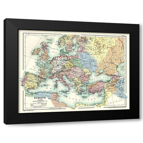 Europe 1360 - Poole 1902 Black Modern Wood Framed Art Print by Poole