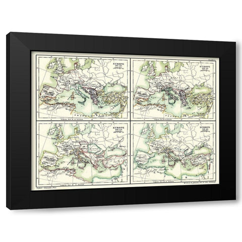 Europe 565 AD-720 AD - Poole 1902 Black Modern Wood Framed Art Print with Double Matting by Poole