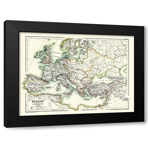 Europe 768-814 Charles the Great - Poole 1902 Black Modern Wood Framed Art Print with Double Matting by Poole
