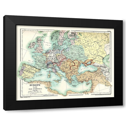 Europe 1648 Peace of Westphalia - Poole 1902 Black Modern Wood Framed Art Print with Double Matting by Poole