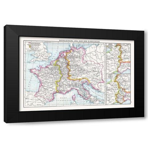 Central Europe Carolingians - Droysen 1886 Black Modern Wood Framed Art Print with Double Matting by Droysen