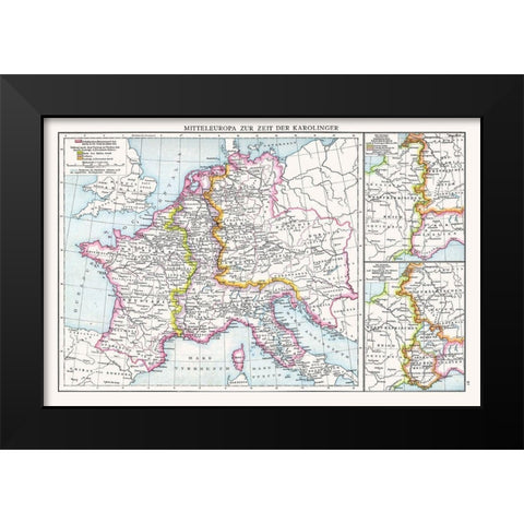 Central Europe Carolingians - Droysen 1886 Black Modern Wood Framed Art Print by Droysen