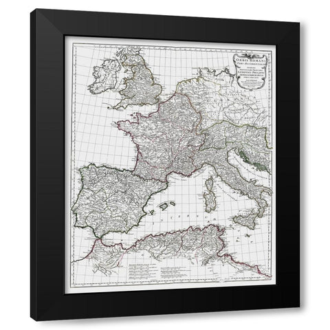 Ancient Europe - DAnville 1799 Black Modern Wood Framed Art Print by D''Anville