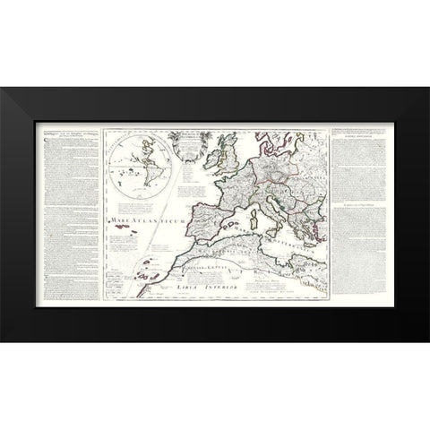 Europe - De Lisle 1731 Black Modern Wood Framed Art Print by De L''isle