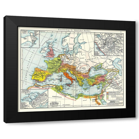 Europe Expansion Roman Rule - Putzgers 1897 Black Modern Wood Framed Art Print with Double Matting by Putzgers