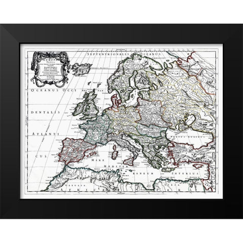 Europe - Sanson 1641 Black Modern Wood Framed Art Print by Sanson