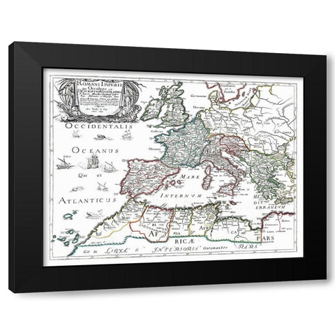Roman Empire Europe Africa - Sanson 1641 Black Modern Wood Framed Art Print with Double Matting by Sanson