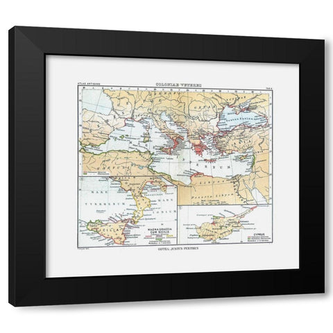 Curias Colonies Europe Middle East - Perthes 1896 Black Modern Wood Framed Art Print with Double Matting by Perthes