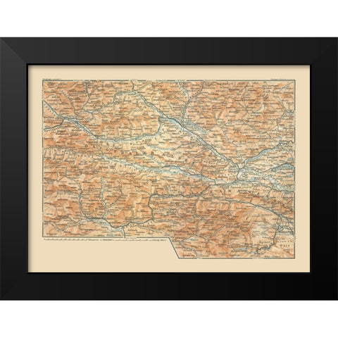 Europe Gailthaler Alpen Region Austria Italy Black Modern Wood Framed Art Print by Baedeker