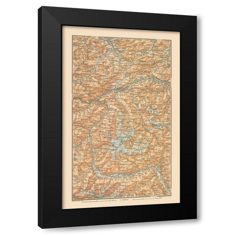 Europe Otztaler Alpen Germany Austria Italy Black Modern Wood Framed Art Print by Baedeker