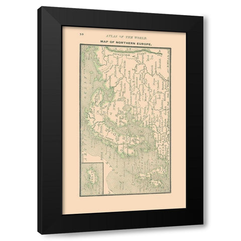 Northern Europe - Alden 1886 Black Modern Wood Framed Art Print by Alden